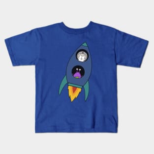 Rocket Ship Cat & Alien Kids T-Shirt